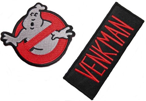 GHOSTBUSTERS Logo & VENKMAN Name Set of 2 Embroidered PATCHES Crow Figurine, Ghostbusters Logo, Ghost Logo, Logo Amp, Ghost Busters, Name Patches, Sewing Embellishments, Small Gift Bags, Glass Figurines