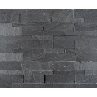 Stone wall tile at Lowes.com: Search Results Black Tile Backsplash, Slate Stone Wall, Fireplace Modern Design, Slate Backsplash, Brown Leather Furniture, Stone Look Wall, Slate Wall Tiles, Stone Tile Wall, Fireplace Tile Surround