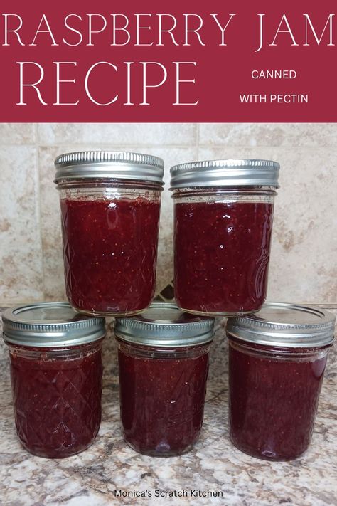 raspberry jam recipe Raspberry Jam Recipe Canning With Pectin, Easy Raspberry Jam, Jam With Pectin, Rasberry Jam, Homemade Raspberry Jam, Raspberry Jam Recipe, Dry Measuring Cups, Sauce For Salmon, Jam Recipes Homemade