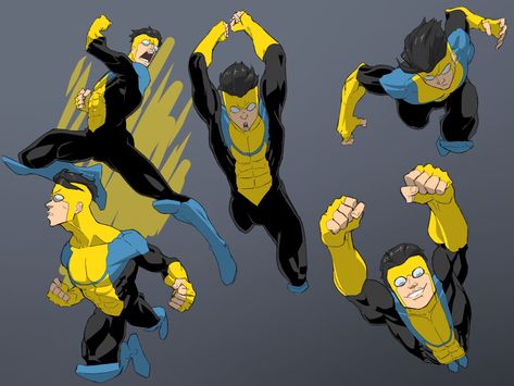 Super Hero Flying Poses Drawing, Invincible Character Sheet, Invincible Mark Grayson Fan Art, Invincible Mark, Invincible Character Design, Invincible Mark Grayson, Invincible Oc, Invincible Drawing, Invincible Fanart