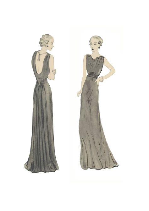 1930s Bias Cut Dress / Mulitsize Art Deco Evening Dress / - Etsy UK Vintage Dresses 30s, Atonement Dress, Fashion Newspaper, Vintage Wedding Dress Pattern, Evening Gown Pattern, 30s Dresses, Newspaper Fashion, 1930's Dresses, Vintage 1930s Dress