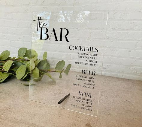 Menu Acrylic, Stanly Ranch, Menu Drink, Acrylic Wedding Sign, Spicy Margarita, Drink Signs, Acrylic Wedding, Bar Menu, Guest Book Sign