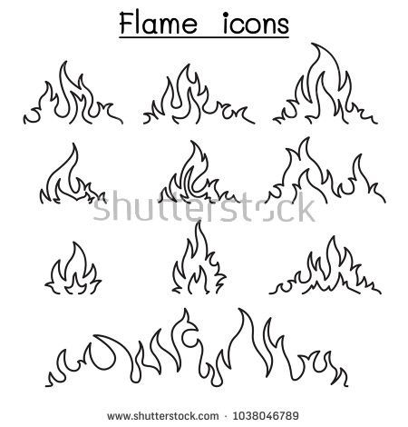 Fire Aesthetic Drawing, Fire Drawing, Tato Henna, Fire Flames, Fire Tattoo, Flame Art, Doodle Tattoo, Line Vector, Flame Design