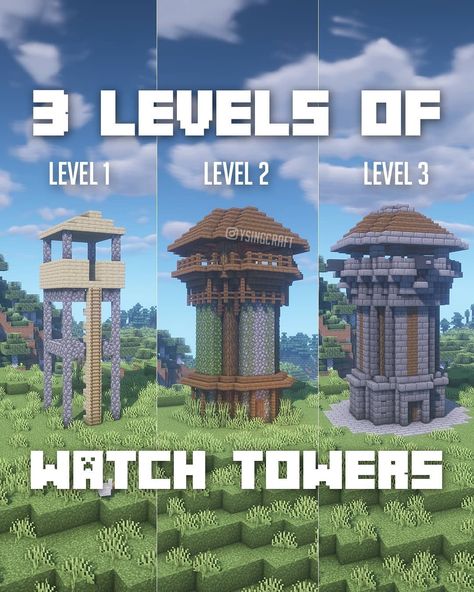 ❤ Comment your fave! . 3️⃣ levels of watch towers . 💥 PROFESSIONAL YOUTUBE THUMBNAILS: www.bit.ly/ysingthumbnails (link in bio) 💥 . 🌒 Shaders: BSL Shaders V7 . ➡️ Follow @ysingcraft for more Minecraft Inspiration and Build Tutorials . #minecraft #ageofempires #aoe #watchtower #guardtower #outpost #tower #mctower #minecrafttower #minecrafttowers #minecraftfollowers #minecraftplayer #minecraftman #minecraftcreative #minecraftcreation #minecraftcreations #minecraftuniverse #minecrafters #minecra Archer Tower Minecraft, Minecraft Watch Tower Ideas, Minecraft Outpost Tower, Minecraft Guard Tower, Minecraft Watchtower Ideas, Watchtower Minecraft, Minecraft Watch Tower, Minecraft Outpost, Minecraft Watchtower