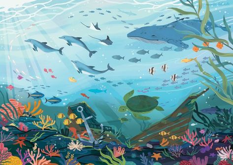 @nicollelalonde @trevell.puzzle Underwater Perspective, Sea Illustration, Illustration Styles, Art Poster Design, Book Illustration, Under The Sea, Art Poster, Fashion Illustration, The Sea