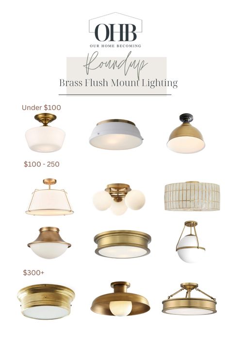 Pantry Flush Mount Light, Kitchen Sink Lighting Ideas Pendant, Flush Mount Over Kitchen Sink, Stairway Light Fixture, Ceiling Light Over Kitchen Sink, Laundry Lighting Fixture, Studio Mcgee Light Fixtures, Brass Light Fixture Kitchen, Aged Brass Light Fixtures