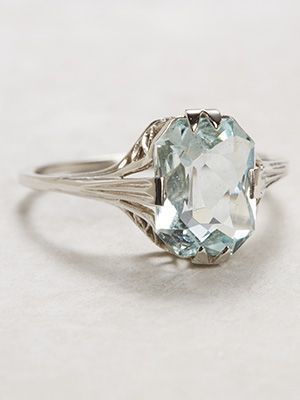 Late Edwardian Aquamarine Antique Ring Argentium Silver Jewelry, Diamond Ring Solitaire, Diamond Ring Wedding, Vogue Sewing, Antique Ring, Aquamarine Jewelry, Gemstone Engagement, Antique Engagement, Argentium Silver