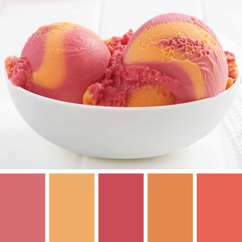 Color Palette From Image, Raspberry Orange, Peach Sorbet, Food Inspired, Color Meanings, Soft Autumn, Digital Planning, Embroidery Ideas, Color Pallets