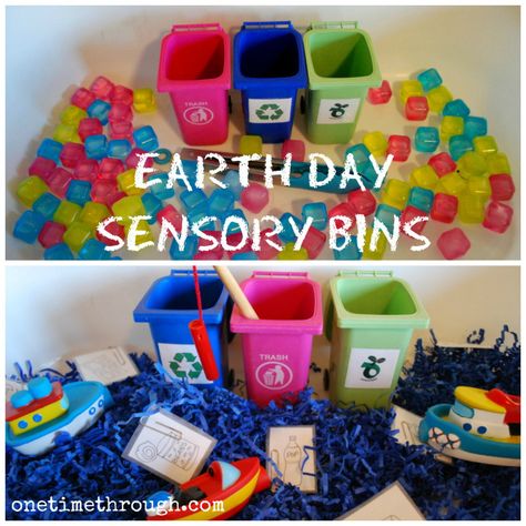 Earth Day Sensory Bins - hands-on learning opportunity for #toddlers and #preschoolers with FREE #garbage sorting printable at www.onetimethrough.com Garbage Sensory Bin, Reduce Reuse Recycle Dramatic Play, Recycling Dramatic Play Preschool, Earth Day Dramatic Play, Earth Day Sensory, Recycle Preschool, Garbage Sorting, Recycling Lessons, Earth Day Activity