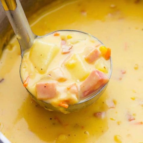 Ham And Potatoes, Garlic Tortellini, Ham Potatoes, Potato Cheddar Soup, Ham Soup Recipes, Soup With Ham, Grilled Garlic, Cheddar Soup Recipe, Grilled Recipes