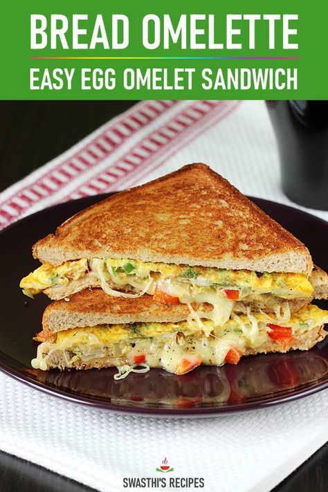 Bread omelette sandwich is a quick and easy to make street food breakfast from India. Made with basic ingredients like eggs, bread, onions, herbs and spices. #breakfast #snack #eggs #sandwich #indianfood #breadomelet Egg Omelette Sandwich, Egg Sandwich Dinner, Omlet Sandwich Recipes, Bread With Eggs Recipe, Bread And Egg Breakfast, Bread And Eggs Breakfast Ideas, Omlet Sandwich, Egg And Bread Breakfast, Bread And Egg Recipes