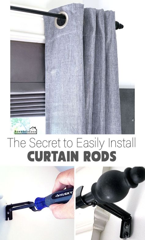 How To Install Curtain Rods Living Rooms, How To Put Up Curtain Rods, 2 Curtains On 1 Rod, How To Install Curtains, How To Install Curtain Rods, How To Hang Curtain Rods, Install Curtain Rods, Hang Curtain Rods, Installing Curtain Rods