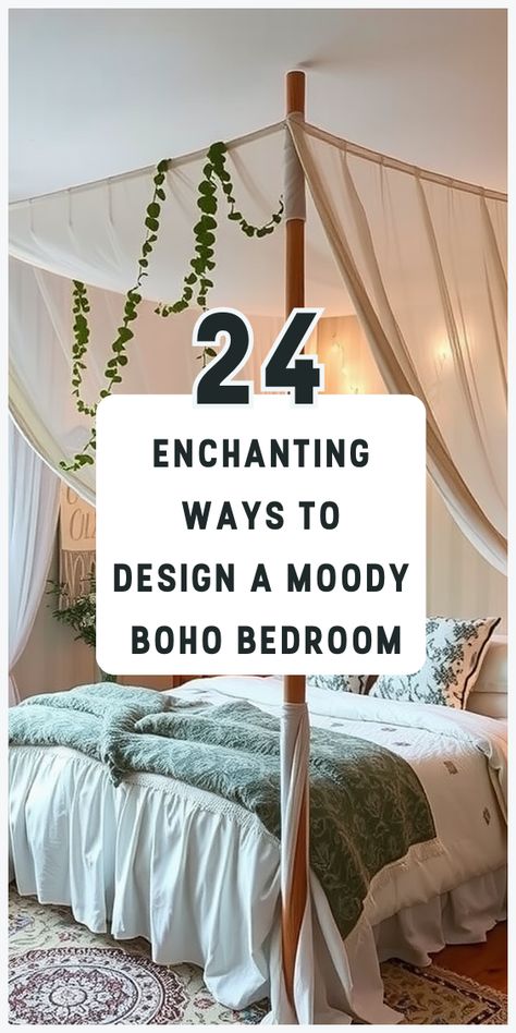 Transform your bedroom into a serene retreat with these 24 moody boho designs packed with whimsical details. Whimsical Bedroom Adult, Moody Boho Bedroom, Boho Bedroom Ideas Bohemian Cozy, Vintage Boho Bedroom, Boho Teen Bedroom, Moody Boho, Boho Bedroom Ideas Bohemian, Boho Bed, Cozy Winter Decor