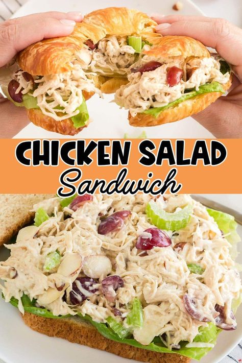 A classic Chicken Salad Sandwich is a creamy, crunchy lunchtime staple. But adding some sliced almonds and grapes to the mix can turn a time-honored favorite into the best Chicken Salad Sandwich recipe with fancy flavor and flair. Cold Chicken Salad, Best Chicken Salad Sandwich, Classic Chicken Salad Sandwich, Sandwich Spreads, The Best Chicken Salad, Classic Chicken Salad, Best Chicken Salad, Best Chicken Salad Recipe, Salad Sandwich Recipe