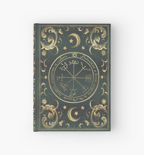 Seal magic grimoire book cover design featuring a blue green fairytale design with a seal, moon and stars in the "old style". You can use it as a grimoire to take notes of your spells or as a diary or sketchbook for writing, drawing and painting inside. #redbubble #redbubbleartists #notebook #magic #seal #grimoire #witch #witchcraft #samhain #runes #magical #fantasy #moon #stars #books #journal #diary Magic Grimoire, Indesign Tutorials, White Magic Spells, Real Love Spells, Grimoire Book, Spell Designs, Magical Book, Magic Symbols, Magic Book