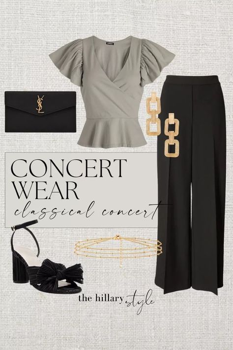 Classical Concert Outfit, Aesthetic Work Outfit, Business Casual Classy, Ysl Outfit, Look Old Money, Found It On Amazon, Heels Bow, Ysl Clutch, Concert Wear