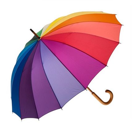 The Shelta Timber Rainbow Umbrella Curved Handle Umbrella with curved handle features a beautiful polished wood handle with 16 coloured panels on the canopy Wedding Umbrellas, Rainbow Umbrella, Golf Wedding, Long Umbrella, Cute Umbrellas, Kids Umbrellas, Polished Wood, Yellow Umbrella, Blue Umbrella