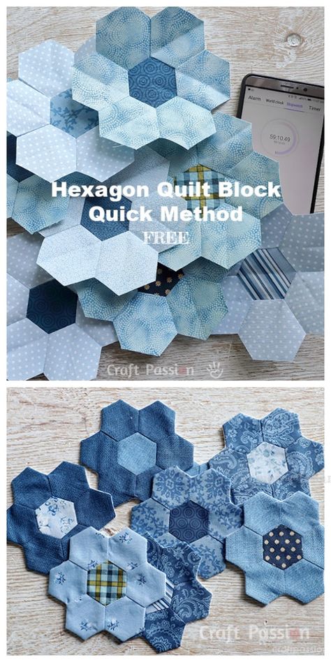 DIY Modern Hexagon Flower Quilt Duvet Free Sewing Pattern | Fabric Art DIY Hexagonal Quilt Designs, Hexagon Flower Quilt Patterns, Fabric Hexagon Projects, Large Hexagon Quilt, Hexagon Quilt Pattern Free, Hexagon Flower Quilt, Flower Quilt Pattern, Hexie Patterns, Fabric Art Diy