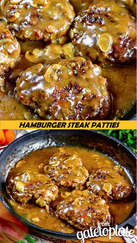 Hamburger Steak Patties - From Gate To Plate Meat Patty Recipe, Homemade Hamburger Patties, Beef Burgers Patties, Beef Patties Recipes, Hamburger Steak Recipes, Hamburger Steak And Gravy, Hamburger Recipes Patty, Swiss Steak Recipes, Hamburger Steaks