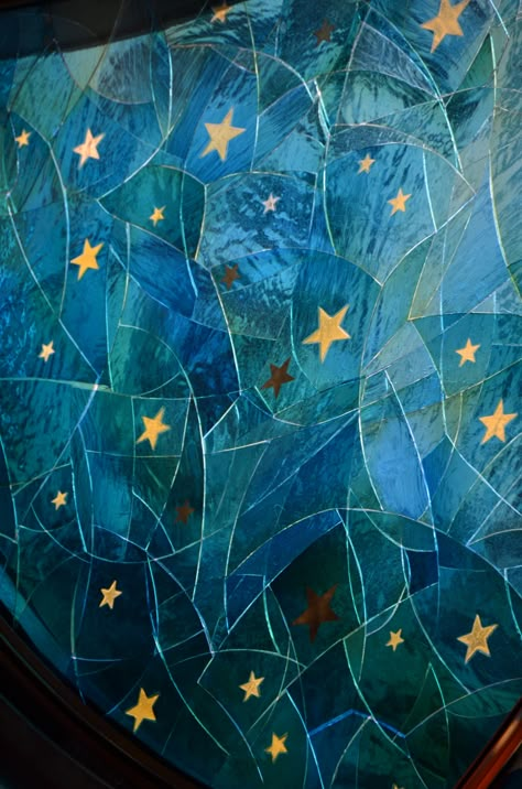 Stained Glass Constellation, Blue Stained Glass Aesthetic, Stained Glass Night Sky, Stained Glass Sky, Stained Glass Stars, Celestial Witchcraft, Moon Stained Glass Window, Stained Glass Wallpaper, Stained Glass Aesthetic