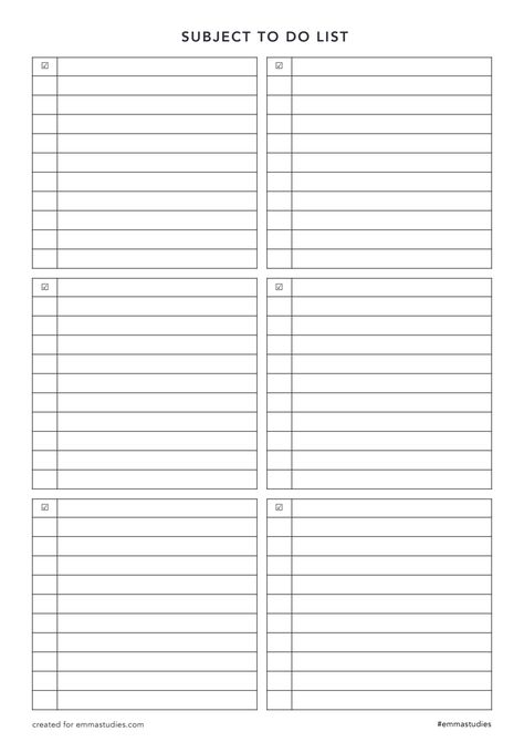 . A simple and easy to use to do list that can be used for any subject. Great for students, teachers, and anyone else who needs to keep track of their tasks. Download the PDF for free and start organizing your life Subject To Do List Template, Goodnotes Checklist Template, Good Notes To Do List Template, Subject Schedule Template, Checklist Template Printables, Study To Do List, Goodnotes To Do List, School To Do List Printable, Subject Planner