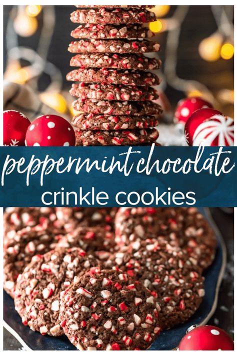 Chocolate Peppermint Crinkle Cookies, Peppermint Crinkle Cookies, Cookies Peppermint, Chocolate Crinkle Cookies Recipe, Poppy Seed Cookies, Peppermint Treats, Christmas Yummies, Crinkle Cookies Recipe, Chocolate Crinkle