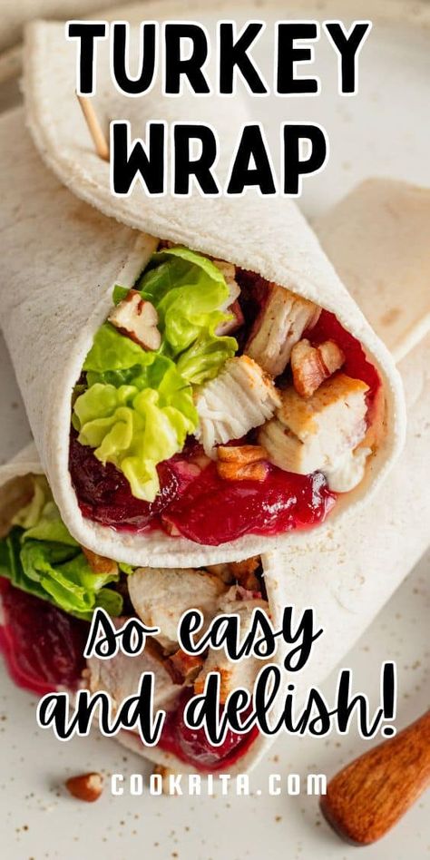 Turkey wraps are made by stuffing a tortilla with cooked or leftover turkey, lettuce, and cranberry sauce. Taking just 10 minutes to prepare, they serve as an ideal option for a packed lunch or a quick, light dinner! Turkey Spinach Wrap, Quick Light Dinner, Mozzarella Appetizers, Spinach Wrap, Turkey Wrap, Grilled Cheese With Tomato, Turkey Spinach, Tomato Mozzarella Basil, Cucumber Dill Salad