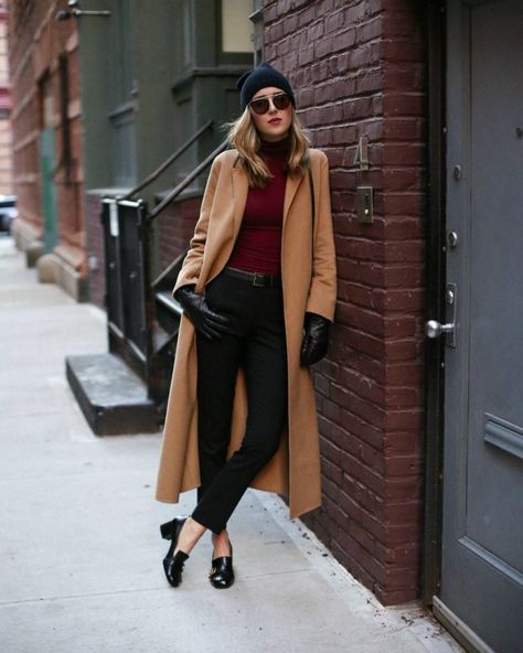 camel-max-coat-gucci-marmont-mid-heel-pump-loafer-nyc-fashion-blogger11 Heeled Loafers Outfit, Loafers Outfit Women, How To Wear Loafers, Winter Fashion Looks, Loafers Outfit, Chic Fall Outfits, Moda Paris, Outfit Inspiration Fall, Camel Coat