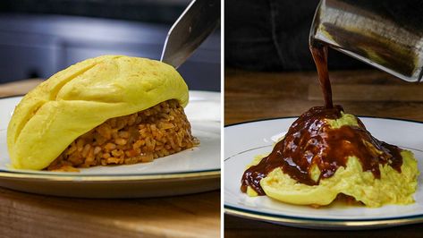 Easy Huevos Rancheros Recipe Omurice Recipe Japanese, Rice Omelette, Omurice Recipe, Japanese Omelette, Japanese Fried Rice, Munchies Recipes, Bowl Meals, The Munchies, Lunch Bento