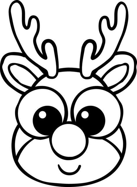 Christmas Drawing Easy For Kids, Colouring Pages Christmas, Christmas Pictures To Draw, Christmas Drawings For Kids, Reindeer Drawing, Xmas Drawing, Free Kids Coloring Pages, Christmas Coloring Sheets, Reindeer Face