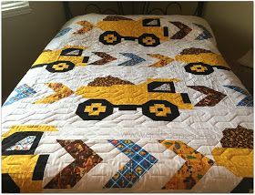 Construction Quilt Patterns, Construction Quilts For Boys, Construction Quilt, Piece Quilting, Truck Quilt, Kid Quilts Patterns, Bird Quilt Blocks, Car Quilt, Kid Quilts