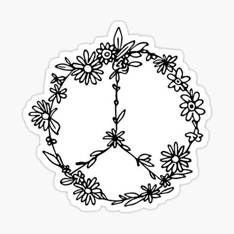 Peace Sign Tattoos, Floral Doodle, Sign Sticker, Peace Sign, Hard Hats, Car Windows, Funny Stickers, Peace Symbol, Custom Stickers