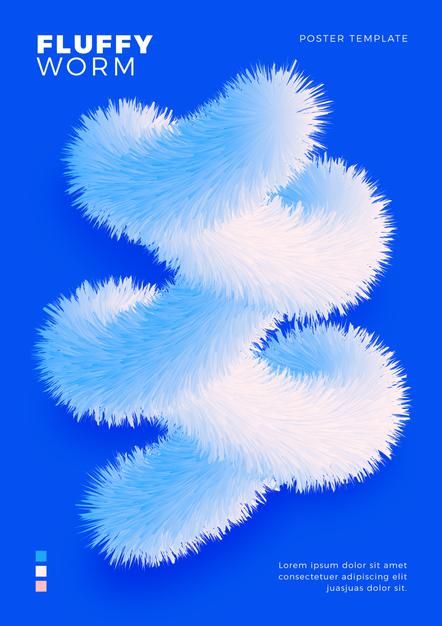 Modern abstract poster template with 3d fluffy wave shape Free Vector Flow Design Inspiration, Soft Poster Design, Abstract Typography Poster, 3d Poster Ideas, 3d Design Poster, Blue Poster Design, Poster 3d Design, 3d Poster Design, Abstract Poster Design