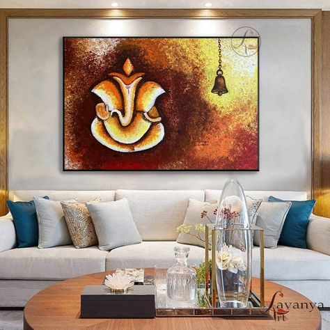 Painting Ganpati, Modern Ganesha, Ganpati Painting, God Painting, Indian Wall Decor, Modern Indian Art, Entryway Art, Abstract Techniques, Ganesh Art Paintings