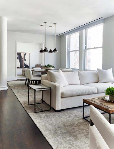 Modern apartment offers a haven of relaxation in New York City Dark Floor Living Room, Living Room Decor Neutral, Interior Design Per La Casa, French Country Living Room, Apartment Living Room Design, Trendy Living Rooms, Neutral Living Room, 아파트 인테리어, Country Living Room