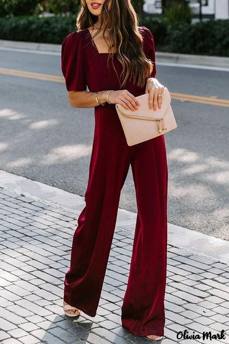 Olivia Mark-Burgundy Belted Square Neck Puff Sleeve Jumpsuit Product Description Classification Jumpsuits & Rompers Material 100%Polyester Pattern solid Occasion cocktail Sleeve Length short sleeve Dresses Length Long Waist Line High Waist Neckline Square Neck Color Burgundy Style Elegant Hem Shaped Straight Sleeve Type Puff Sleeve Details Belted Size Chart inch/cm Hip Shoulder Sleeve_Length Length Inseam Bottoms Trousers_Waist Outseam Relax Relax Relax Relax Relax Relax Relax Relax S 39.8 / 101 Puff Sleeve Jumpsuit, Velvet Sleeve, Belted Jumpsuit, Satin Jumpsuit, Solid Color Jumpsuits, Belt Jumpsuit, Velvet Jumpsuit, Festival Shorts, Party Kleidung