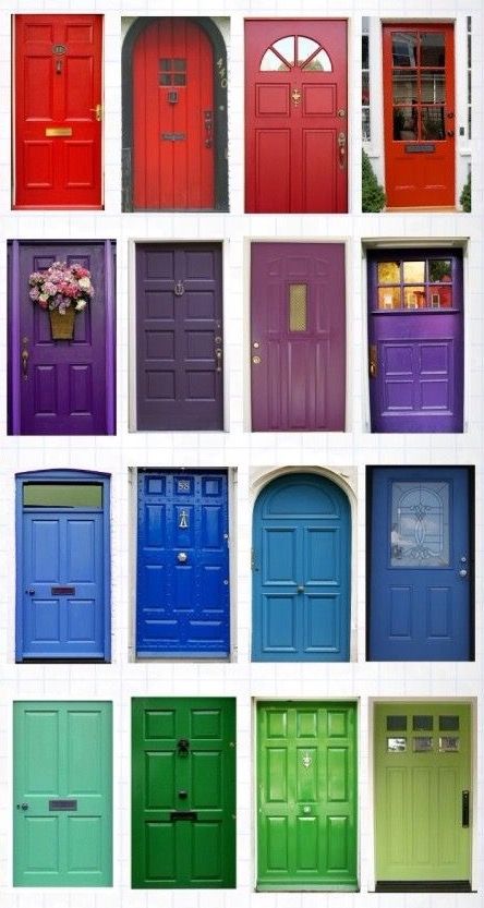 Colorful Doors On Houses, Colorful Front Doors, Colorful Front Door Ideas, Door Color Ideas, Colourful Doors, Colored Door, Pastel Interior Design, Colorful Doors, Color Door