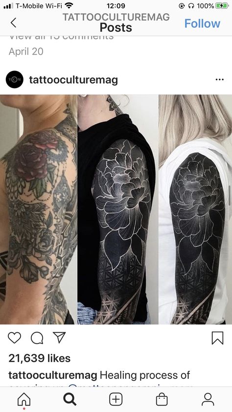 White Over Black Tattoo, Hand Tattoo Cover Up, Blast Over Tattoo, Arm Cover Up Tattoos, Forearm Cover Up Tattoos, Cover Up Tattoos For Women, Shoulder Sleeve Tattoos, All Black Tattoos, Black Tattoo Cover Up