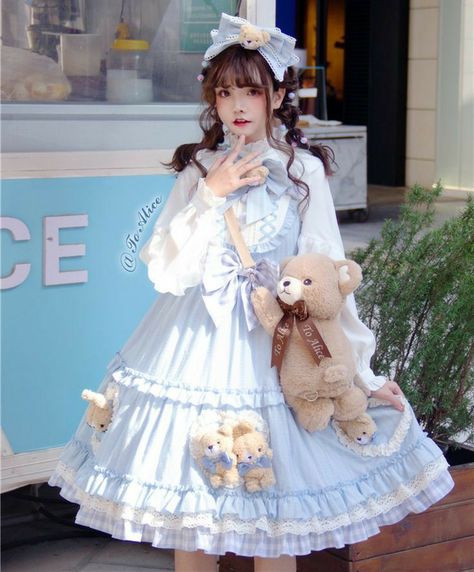 Pastel Clothes Kawaii, Blondie Lockes, Gaun Abad Pertengahan, Dress Designs For Girls, Lolita Outfits, Pastel Fashion, Kawaii Fashion Outfits, Kawaii Dress, Kawaii Clothes