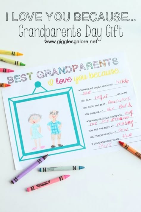 I love you because.Grandparents Day Gift_GG Grandparents Day Preschool, Teacher Thank You Letter, Grandparents Day Poem, Grandparents Day Activities, Best Gifts For Grandparents, Quotes Girlfriend, Grandparents Day Crafts, Grandparents Day Gifts, Parents Day