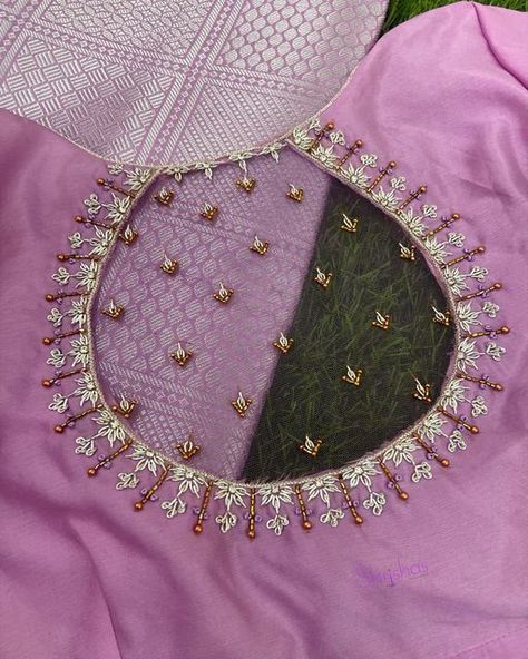 Aari Net Blouse Designs Latest, Maggam Work With Net Cloth, Aari Work Net Blouse, Maggam On Net Cloth, Net Cloth Aari Work Blouse, Aari Work Net Blouse Designs, Net Work Blouse Designs Latest, Aari Work Blouse Net Design, Maggam Work Net Blouse Designs