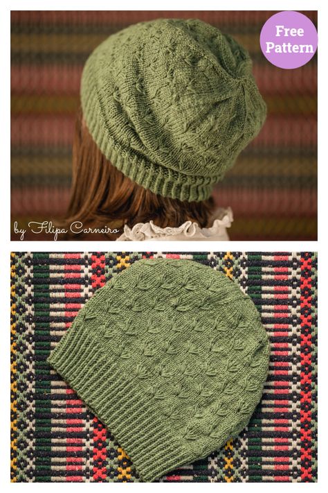 Bosque Beanie Free Knitting Pattern Knitted Caps Women Free Pattern, Dandelion Stitch, Knitted Hat Patterns Free Women, Mens Hat Knitting Pattern, Aran Hat, Unique Knitting Patterns, Easy Knit Hat, Beanie Knitting Patterns Free, Knit Slouchy Hats