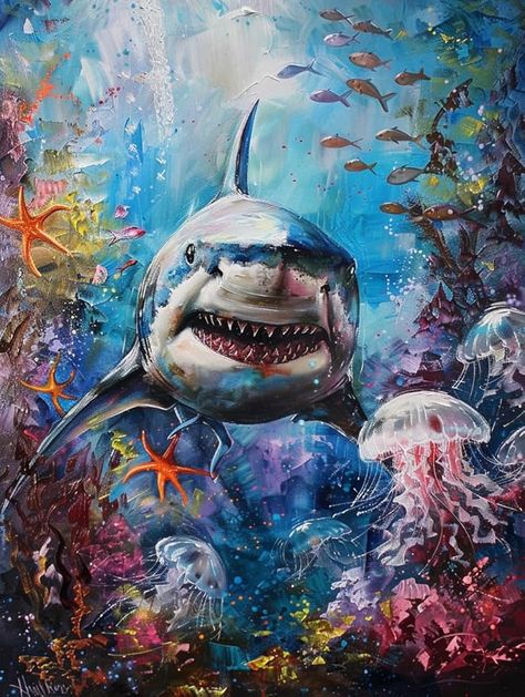 Amazon.com: Arolome 5D Diamond Art Painting Shark Kits for Adult - Paint with Diamonds Art Round Drill Crystals Embroidery Home Decor 12 x 16 Inch B09128 : Arts, Crafts & Sewing Shark Images, Shark Painting, Bull Shark, Crystal Embroidery, Tiger Shark, Beautiful Sea Creatures, White Sharks, Beautiful Sea, Great White Shark