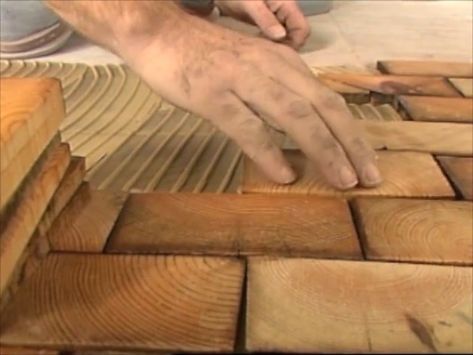 If you've ever worked with ceramic tile, you would find it easy to install a wood block floor, achieving a look seldom seen in homes today. End Grain Flooring, Wood Block Flooring, Flooring Diy, Off Grid Cabin, Bob Vila, Diy Flooring, End Grain, A Wood, Wood Blocks