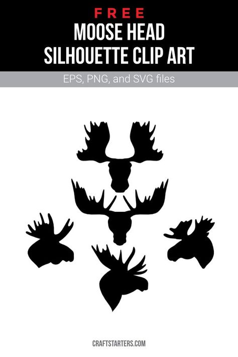 Moose Svg, Antlers Decor, Moose Head, Head Silhouette, Silhouette Clip Art, Animal Silhouette, Svg Free, Animal Crafts, Animal Tattoos