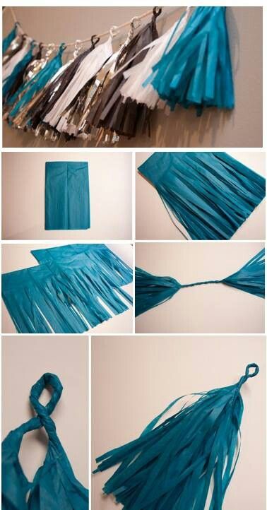 Tassel banner Tissue Paper Tassel Garland Diy, Tassel Garland Tutorial, Tassel Banner, Diy Kids Party, Sweet 16 Party Decorations, Diy Tassel Garland, Tissue Paper Tassel Garland, Tissue Paper Tassel, Ballet Party