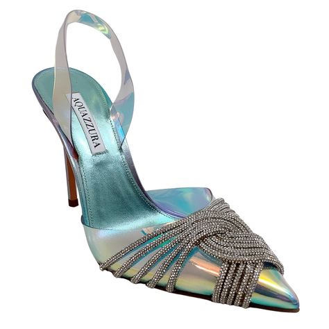 Aquazzura Sky Iridescent Gatsby Slingback Pumps Condition: Never Worn, With Tag Material: Plastic Includes: Box, Dust Bag Country Of Origin: Italy Please Note, As With Most Shoes Made In Italy, They May Run Small. Heel Height: 4.5" Sole: Leather Hardware: Silver Tone Color: Blue Size: Us 8.5 / Eu 38.5 Category: Shoes Subcategory: Heels Item Number: ** Photos Are Of The Actual Item ** ** Roundabout Couture Certified Authentic ** Gatsby Heels, Aquazzura Shoes, Leather Hardware, Slingback Pump, Gatsby, Sneaker Head, Item Number, Blue And Silver, Shoes Women Heels