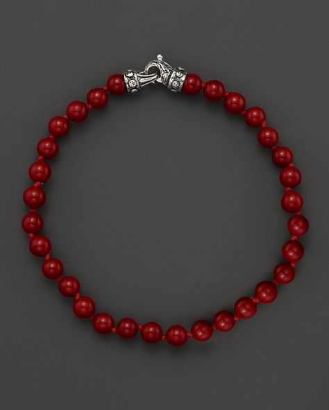 Luxury Handmade Red Bracelets, Luxury Red Handmade Beaded Bracelets, Luxury Red Jewelry With Silver Beads, Mens Red Beaded Bracelets, Elegant Red Beaded Bracelets With Lobster Clasp, Diamond Dove, Dove Pendant, Victoria Kay, Surf Jewelry