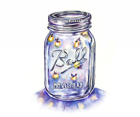 Lightning Bugs, Or Fireflies ~ Doodlewash® Mason Jar Tattoo, Lightning Drawing, Jar Drawing, Jar Tattoo, Nature Tattoo Ideas, Lightning Bugs, Fireflies In A Jar, Cool Nature, Lightning Bug