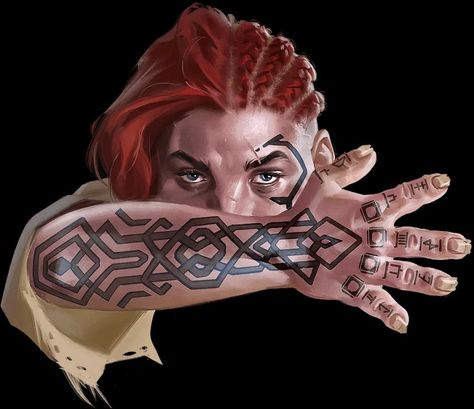 Dwarven Tattoo Design, Female Dwarves Art, Dwarven Tattoo, Bald Tattoo, Warhammer Dwarfs, Tattoo Character, Dnd Inspiration, Anime Ideas, D D Character Ideas